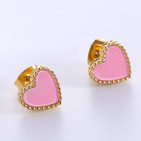 1 par de aretes chapados en oro rosa de 18 quilates de acero inoxidable chapado en forma de corazón de estilo simple