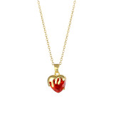1 pieza de collar con colgante de circón con incrustaciones de acero inoxidable en forma de corazón de estilo simple