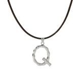 Collar con colgante de acero inoxidable con letras retro, chapado en acero de titanio