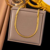 Collar chapado en oro con revestimiento de acero de titanio de color sólido retro