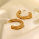 Pendientes tipo C con revestimiento de acero inoxidable, estilo simple, 1 par