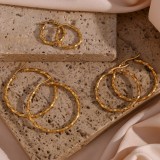 1 par de aretes de aro chapados en oro de 18 quilates chapados en acero inoxidable de color sólido estilo clásico básico estilo vintage
