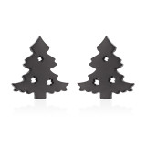 Pendientes huecos con revestimiento de acero inoxidable, alce, forma de corazón, árbol de Navidad de estilo Simple, 1 par
