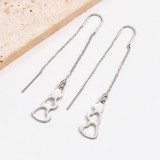1 par elegante estilo Simple forma de corazón ahueca hacia fuera la línea de oreja de acero inoxidable