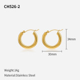 Pendientes de aro chapados en acero inoxidable de color sólido de estilo simple 1 par