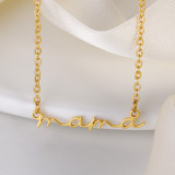 Collar hueco chapado en acero inoxidable con letras de estilo simple MAMA de 1 pieza