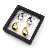 1 par de pendientes de acero inoxidable chapados en gotas de agua de estilo Simple
