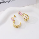 Pendientes de gota de acero de titanio geométricos retro con incrustaciones de circón pendientes de acero inoxidable 1 par