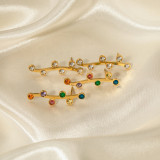 1 par de pendientes de diamantes de imitación con incrustaciones de acero inoxidable con hojas informales estilo INS