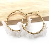 Pendientes De Chapado Con Cuentas De Acero Inoxidable Irregulares De Moda, 1 Par
