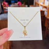 Collar pendiente del Zircon de la perla del acero titanio del color sólido del estilo simple a granel