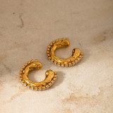 1 par de manguitos de oreja chapados en oro de 18 quilates con incrustaciones de acero inoxidable con incrustaciones de chapado en forma de C estilo Simple estilo Vintage