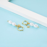 1 par de pendientes colgantes chapados en oro de acero inoxidable con revestimiento de estrellas de estilo Simple elegante para mujer