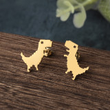 Pendientes de acero inoxidable con diseño de dinosaurio dulce, 1 par