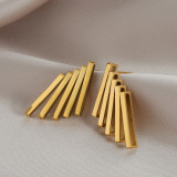 1 par de pendientes de acero de titanio chapados en líneas de estilo simple e informal