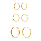 Pendientes De Acero De Titanio Con Aro Liso Dorado Y Plateado Simples De Moda