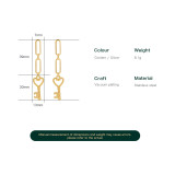 Pendientes de acero inoxidable con llave de moda Pendientes de acero inoxidable chapados