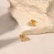 Pendientes De Botón Con Circón Blanco Chapados En Oro De 18 Quilates De Acero Inoxidable De Moda