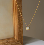 1 pieza de collar con colgante de concha chapado en acero de titanio geométrico a la moda