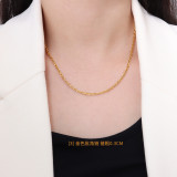 Collar de cadena desnuda de joyería de oro de 18 quilates chapado en acero de titanio simple