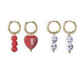 1 par de pendientes colgantes chapados en acero inoxidable con forma de corazón geométrico a la moda