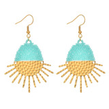 1 par de pendientes colgantes con cuentas de acero inoxidable con diseño de sol bohemio