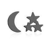 1 par de pendientes chapados en acero inoxidable con forma de estrella y luna
