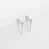 1 par de pendientes colgantes de diamantes de imitación de acero inoxidable con incrustaciones geométricas de estilo simple