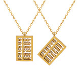 Venta al por mayor 1 pieza Chinoiserie Abacus titanio acero 18K chapado en oro colgante collar