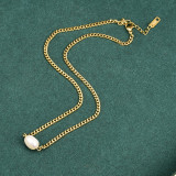 Venta al por mayor simple de la cadena de la clavícula del collar del oro 18k del acero titanio de la perla