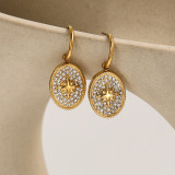 Pendientes geométricos de diamantes de imitación artificiales chapados en acero de titanio, 1 par