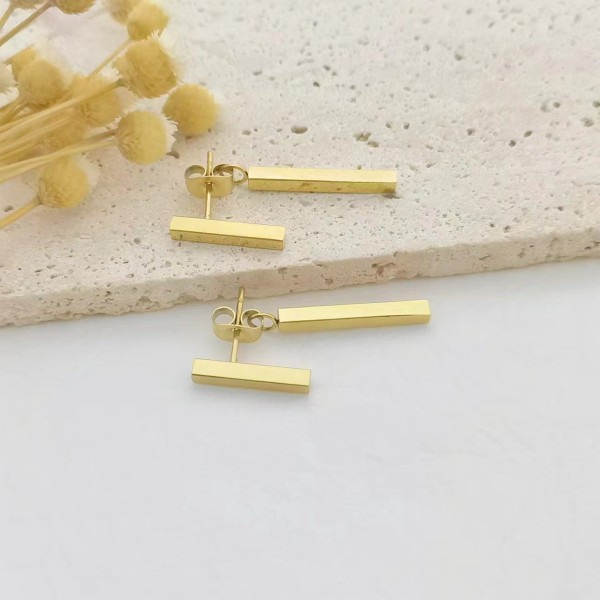 1 par de pendientes colgantes de acero inoxidable con revestimiento geométrico de estilo simple