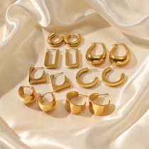 Pendientes geométricos de acero inoxidable chapados en oro estilo francés 1 par