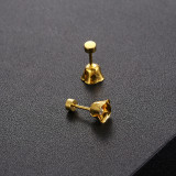 Pendientes chapados en oro de acero de titanio con círculo hueco, aretes de diamantes individuales