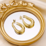 Pendientes chapados en oro de 18 quilates de acero inoxidable con revestimiento irregular ovalado estilo Vintage Glam estilo IG de 1 pieza
