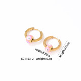 1 par de pendientes de acero inoxidable chapados en esmalte con ojo de diablo Retro Hip-Hop