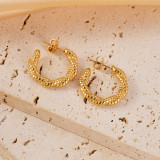 1 par de pendientes chapados en oro de acero inoxidable chapado en forma de C estilo Simple de vacaciones