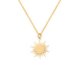 Collar chapado en oro de 14 quilates con cadena de clavícula de acero de titanio y colgante de sol con estrella de seis puntas a la moda