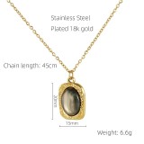 Collar largo con colgante chapado en oro de 18 quilates con incrustaciones de gemas y perlas ovaladas retro