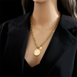 Collar de acero inoxidable con retrato de estilo vintage Collares de acero inoxidable chapados en oro