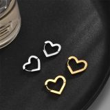 1 par de pendientes chapados en oro de 18 quilates de acero inoxidable con forma de corazón y pentagrama de viaje