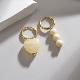 1 par de pendientes colgantes chapados en acero inoxidable con forma de corazón geométrico a la moda