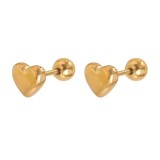 1 par de pendientes chapados en oro y acero de titanio con forma de corazón de estilo Simple