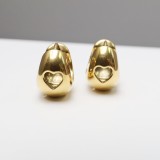 1 par de pendientes de acero inoxidable chapados en forma de corazón geométrico de estilo simple