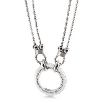 Nueva moda collar redondo de personalidad femenina collar coreano de acero inoxidable diamante collar de doble capa