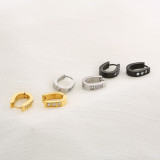 1 par de lujosos pendientes chapados en oro de 18 quilates con incrustaciones de acero inoxidable y circonitas