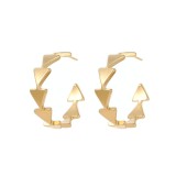 1 par de pendientes chapados en oro de acero inoxidable con revestimiento redondo triangular exagerado