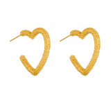 1 par de pendientes de aro chapados en oro de 18 quilates de acero inoxidable con forma de corazón para mujer