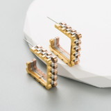 Pendientes de cadena chapados en acero de titanio con forma de corazón, estilo simple, 1 par