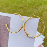 Pendientes de circón con incrustaciones de acero inoxidable geométricos de estilo simple 1 par